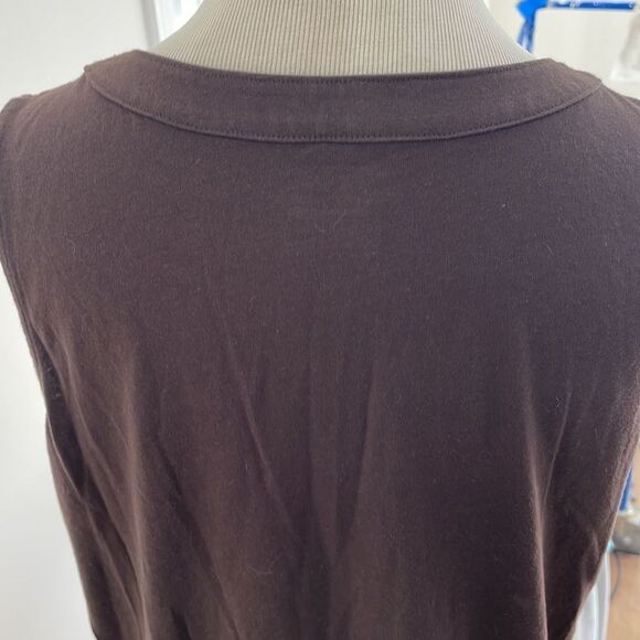Dark brown tank top with beading accent by basic edition women’s large - Picture 4 of 8